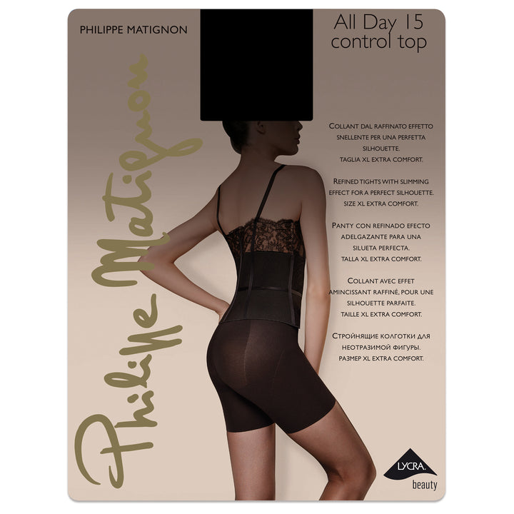 All Day control top, 15 den, Svart