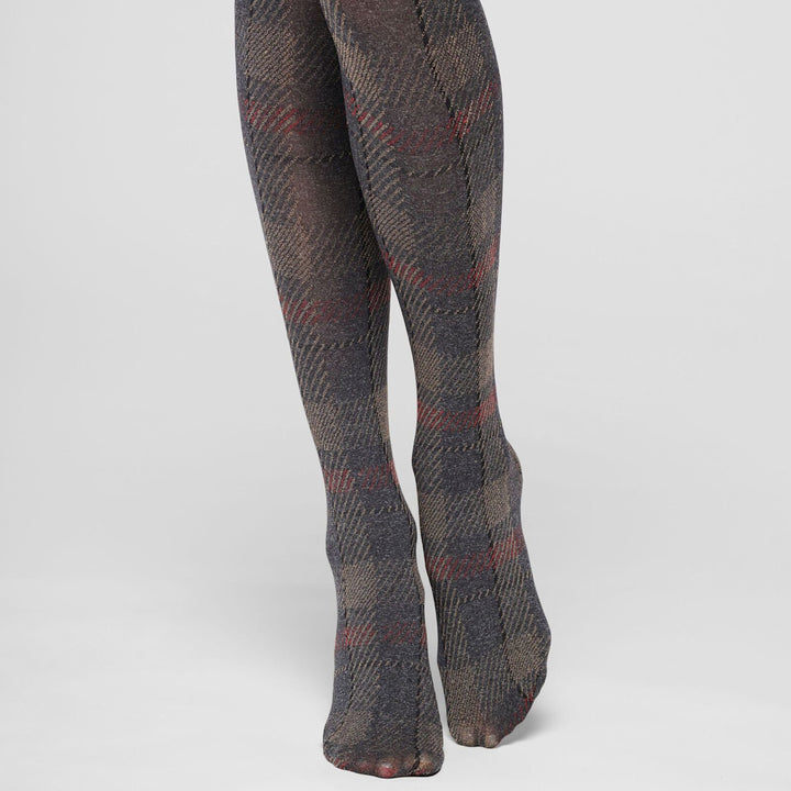 Soft Plaid, 60 den, Grå rutig