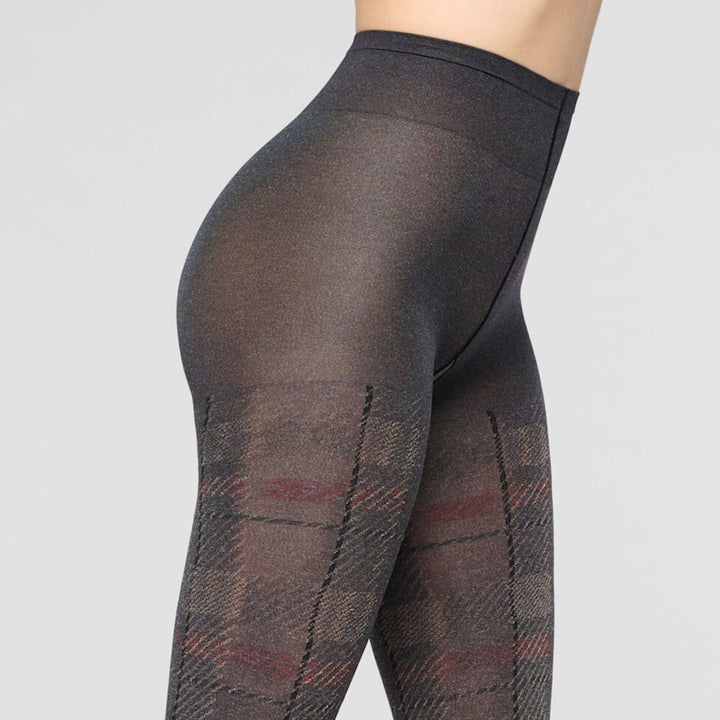 Soft Plaid, 60 den, Grå rutig