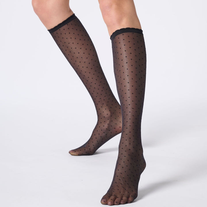 Plumetis Knee High, 30 den, Svart