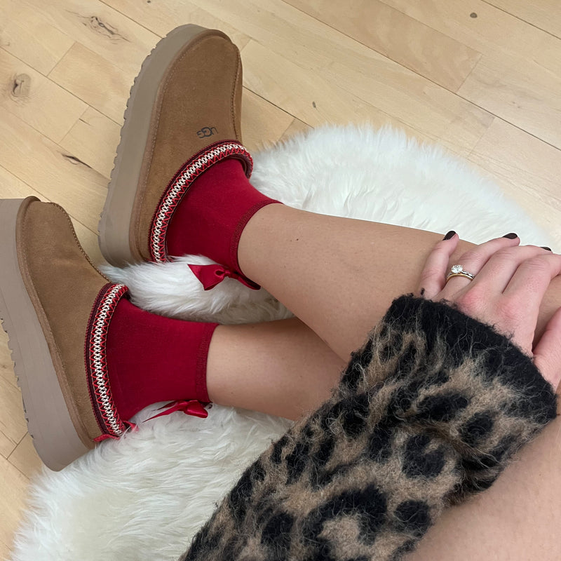 Brielle Bamboo Short Sock, Röd