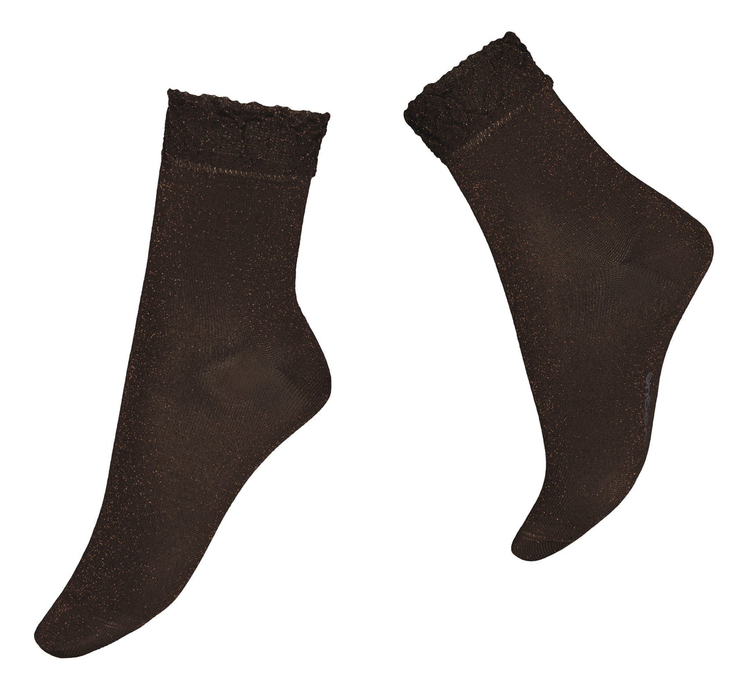 Frill Glitter Socka, Brun