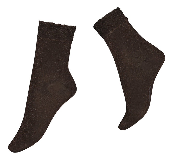 Frill Glitter Socka, Brun