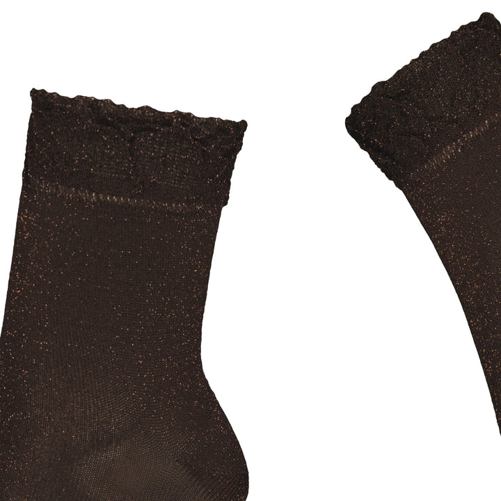 Frill Glitter Socka, Brun