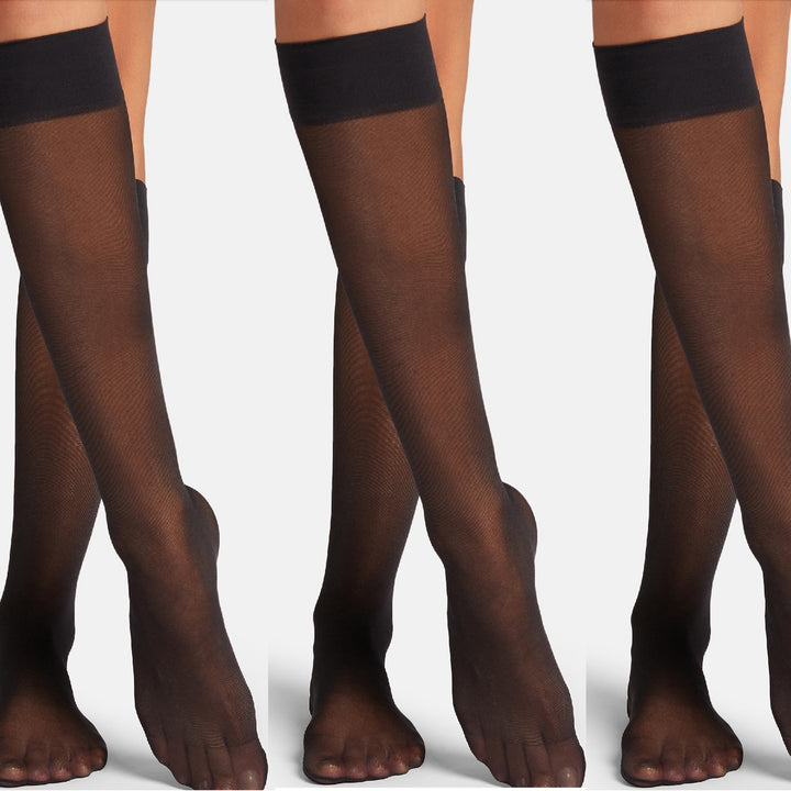 3 för 2! Knästrumpor Satin Touch 20 den, Svart